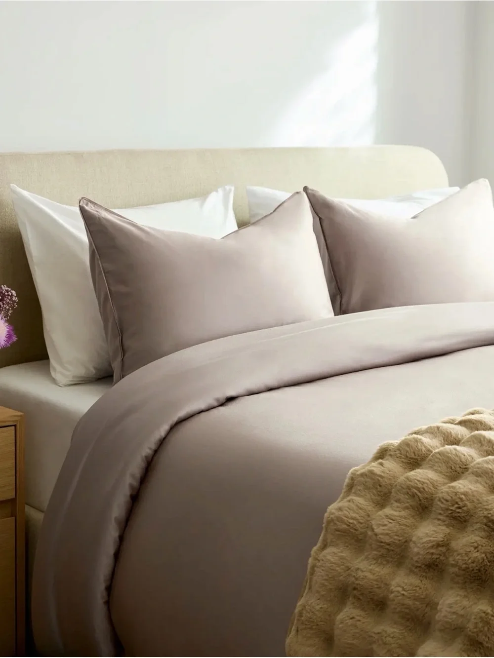 Quince NWOT Organic Cotton Sateen Comforter in Stone Full/Queen